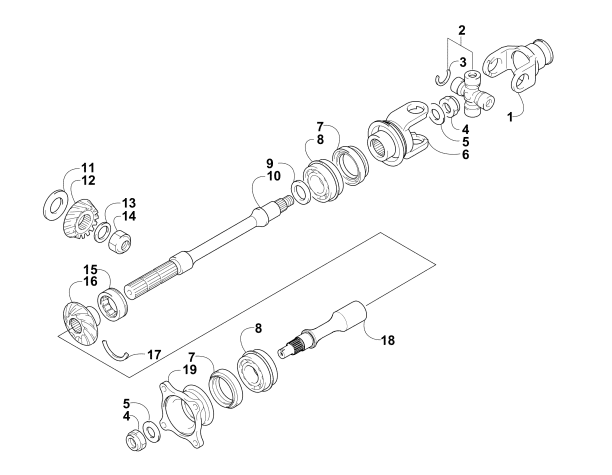 SECONDARY DRIVE ASSEMBLY (ENGINE SERIAL NO. Up to 0700A60010049)