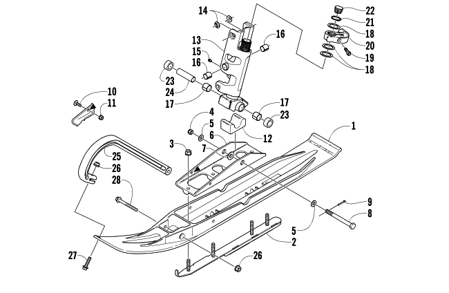 SKI AND SPINDLE ASSEMBLY