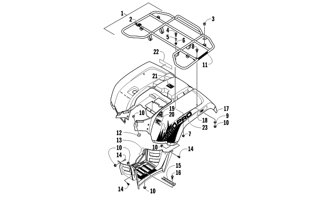 REAR RACK, BODY PANEL, AND FOOTWELL ASSEMBLIES