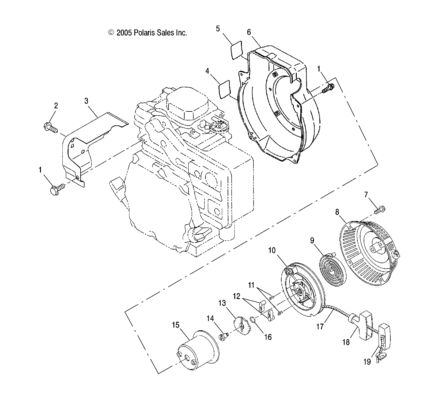 ENGINE, RECOIL STARTER and BLOWER HOUSING - S13WB1ASA/AEA (4997579757B07)