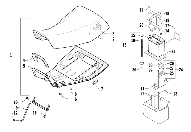 SEAT AND BATTERY ASSEMBLIES