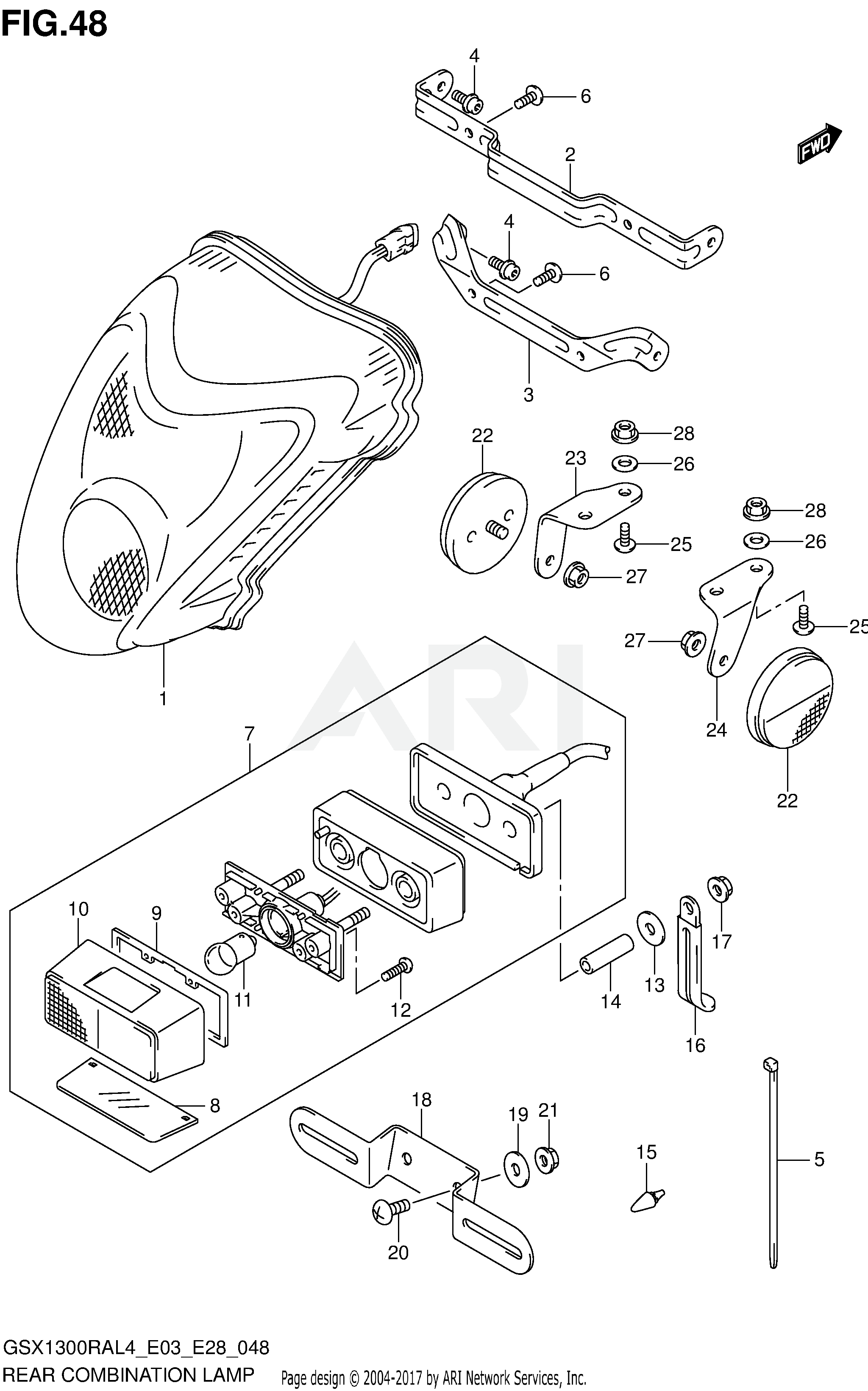 REAR COMBINATION LAMP (GSX1300RAL4 E28)