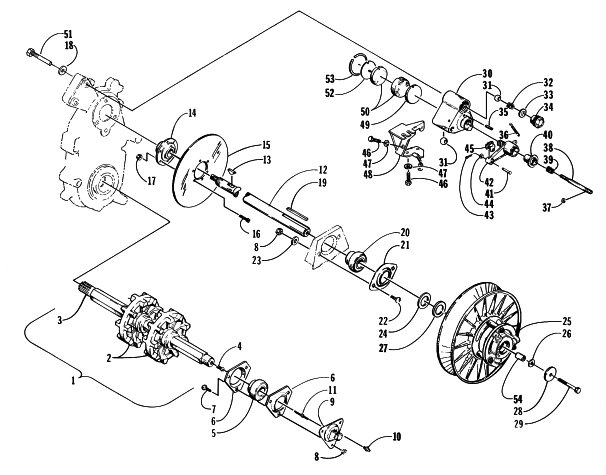 DRIVE TRAIN SHAFTS AND BRAKE ASSEMBLIES