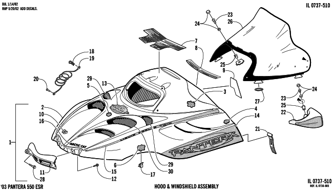 HOOD AND WINDSHIELD ASSEMBLY