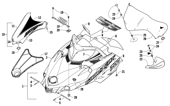 HOOD AND WINDSHIELD ASSEMBLY