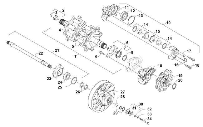 DRIVE TRAIN SHAFTS AND BRAKE ASSEMBLIES