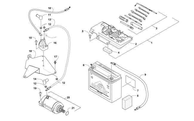 BATTERY AND STARTER ASSEMBLY