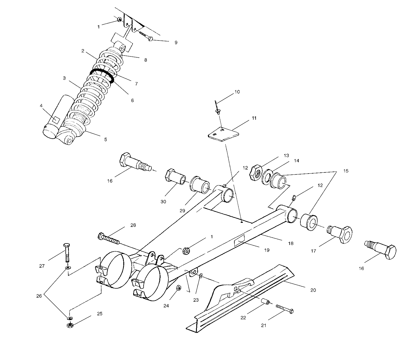 SWING ARM/SHOCK MOUNTING - A02BA38CA (4969936993C03)