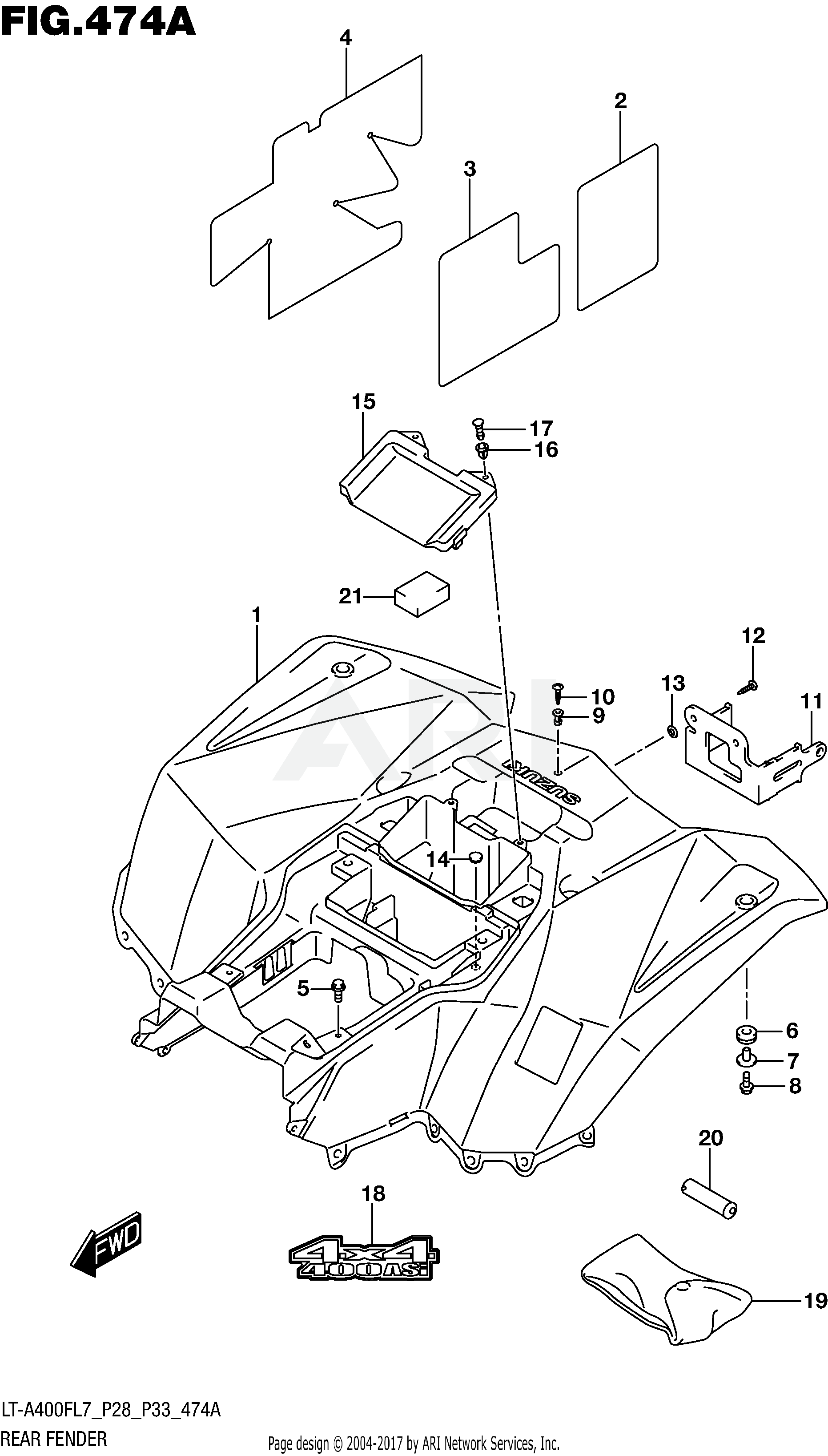 REAR FENDER (LT-A400FL7 P28)