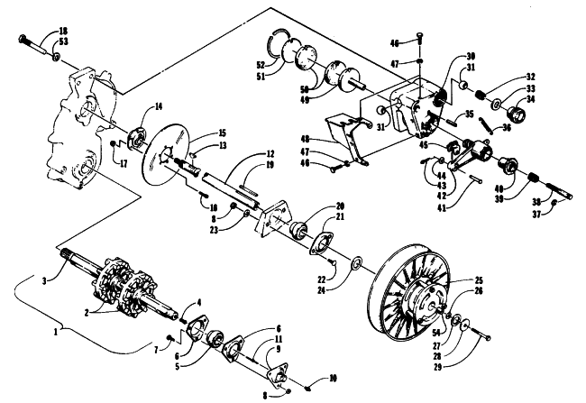 DRIVE TRAIN SHAFTS AND BRAKE ASSEMBLIES