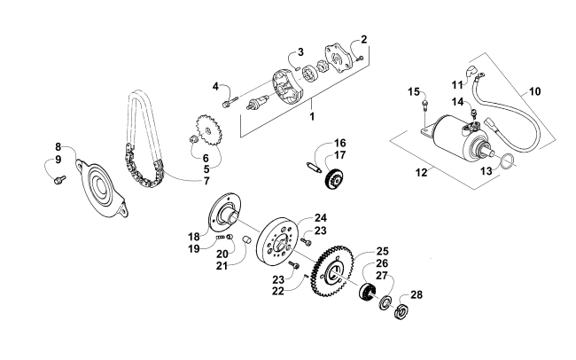 STARTER MOTOR AND OIL PUMP ASSEMBLY