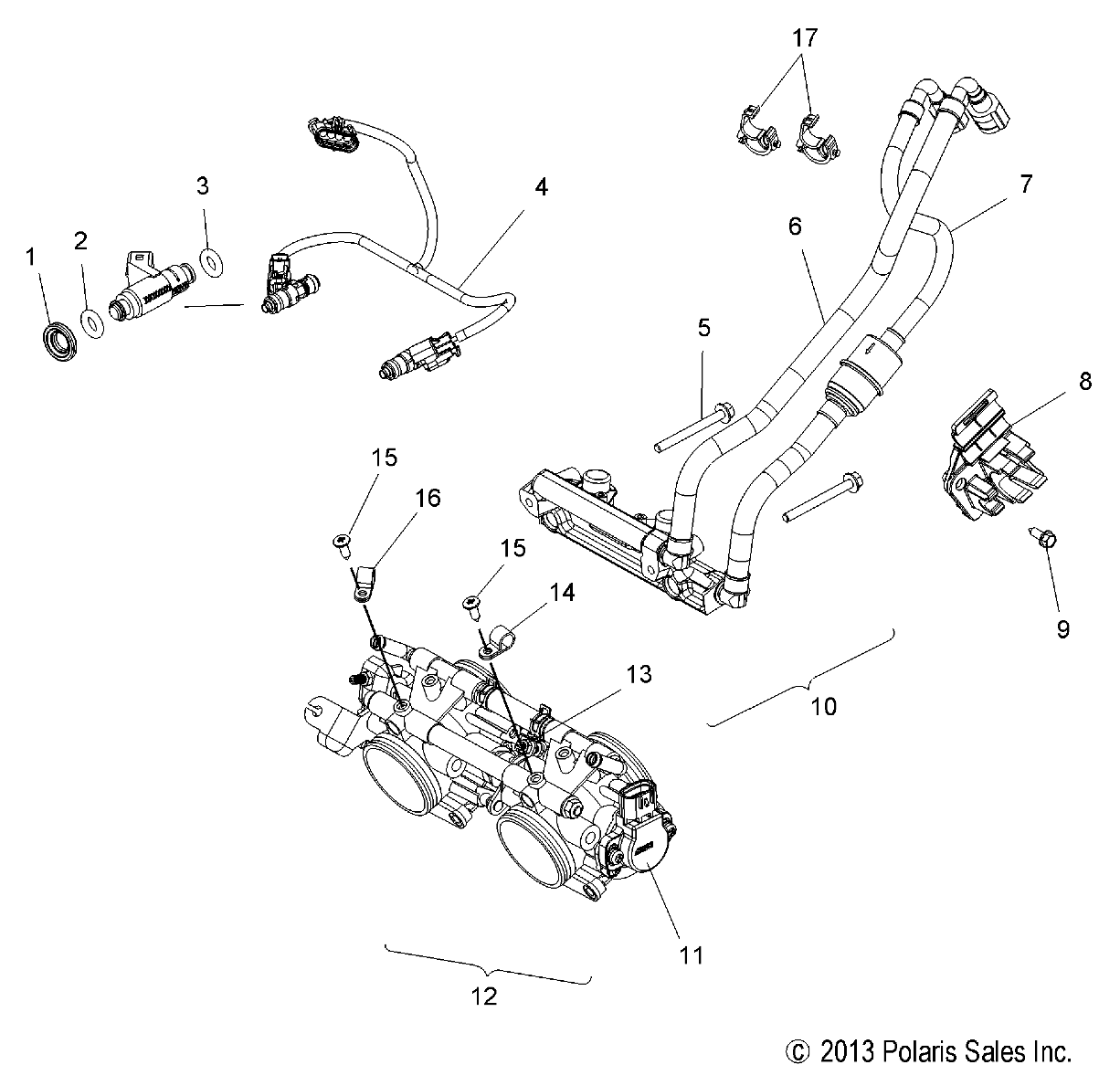 FUEL SYSTEM, RAIL, LINES and THROTTLE BODY - S14BR8GSA/GSL (49SNOWFUELLINE14STD)