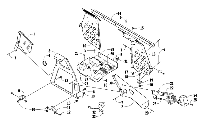 FOOTREST AND STEERING SUPPORT ASSEMBLY