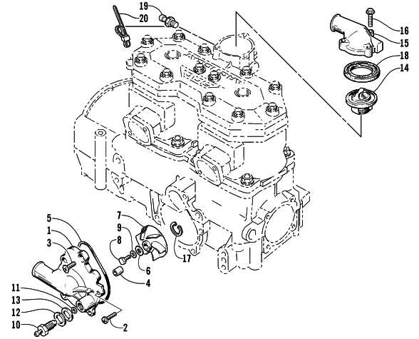 WATER PUMP AND THERMOSTAT