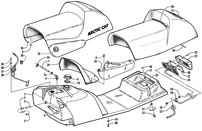 GAS TANK, SEAT, AND TAILLIGHT ASSEMBLY