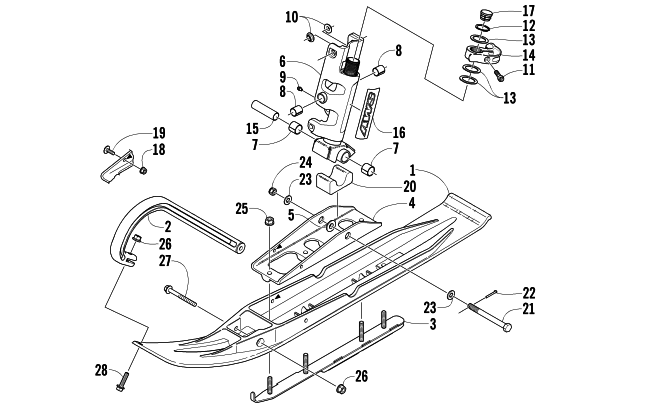 SKI AND SPINDLE ASSEMBLY