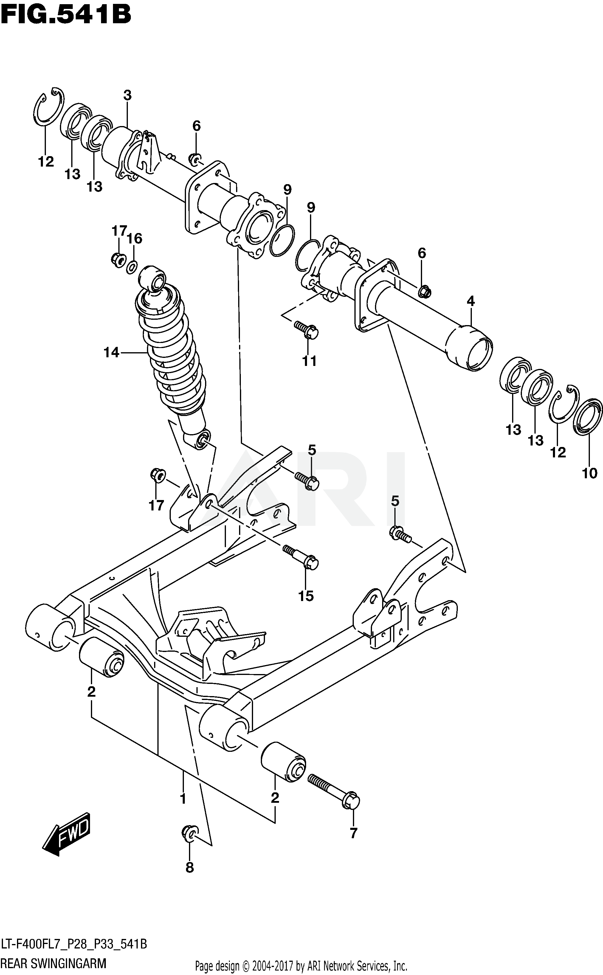 REAR SWINGINGARM (LT-F400FL7 P33)