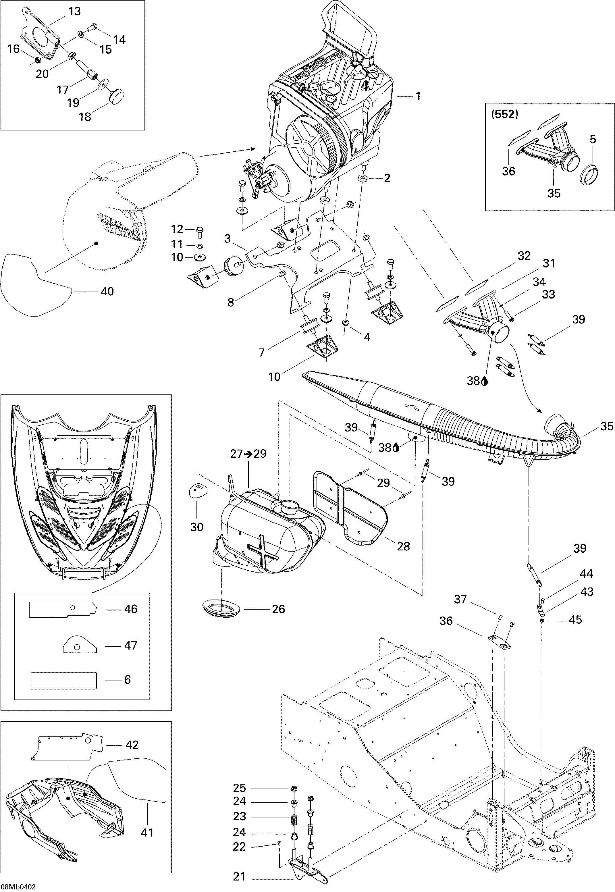 Engine Support And Muffler (550F)