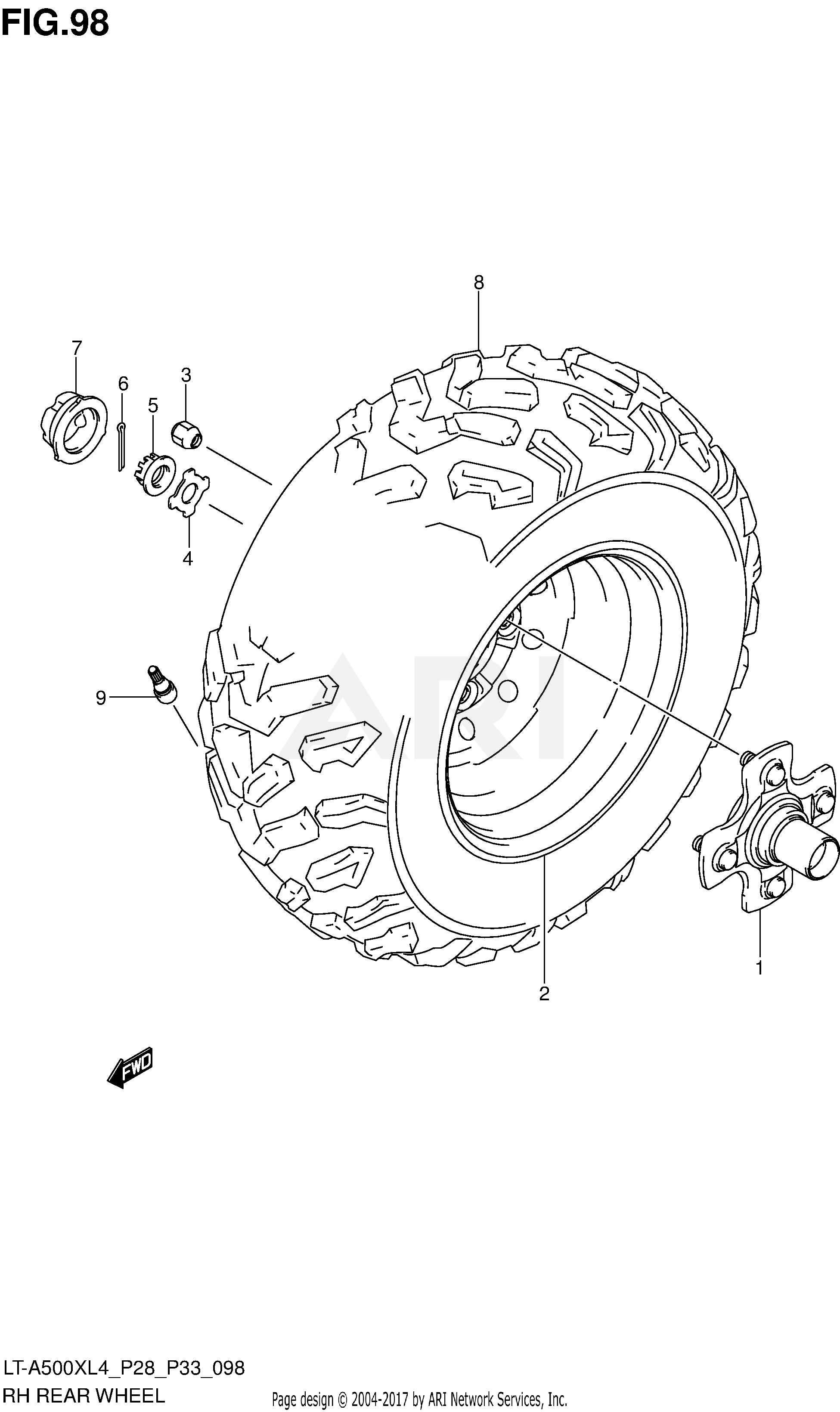 RH REAR WHEEL (LT-A500XL4 P28)