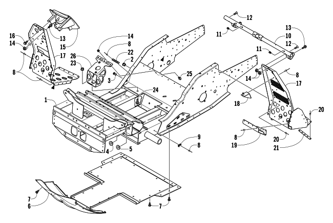 FRONT FRAME AND FOOTREST ASSEMBLY