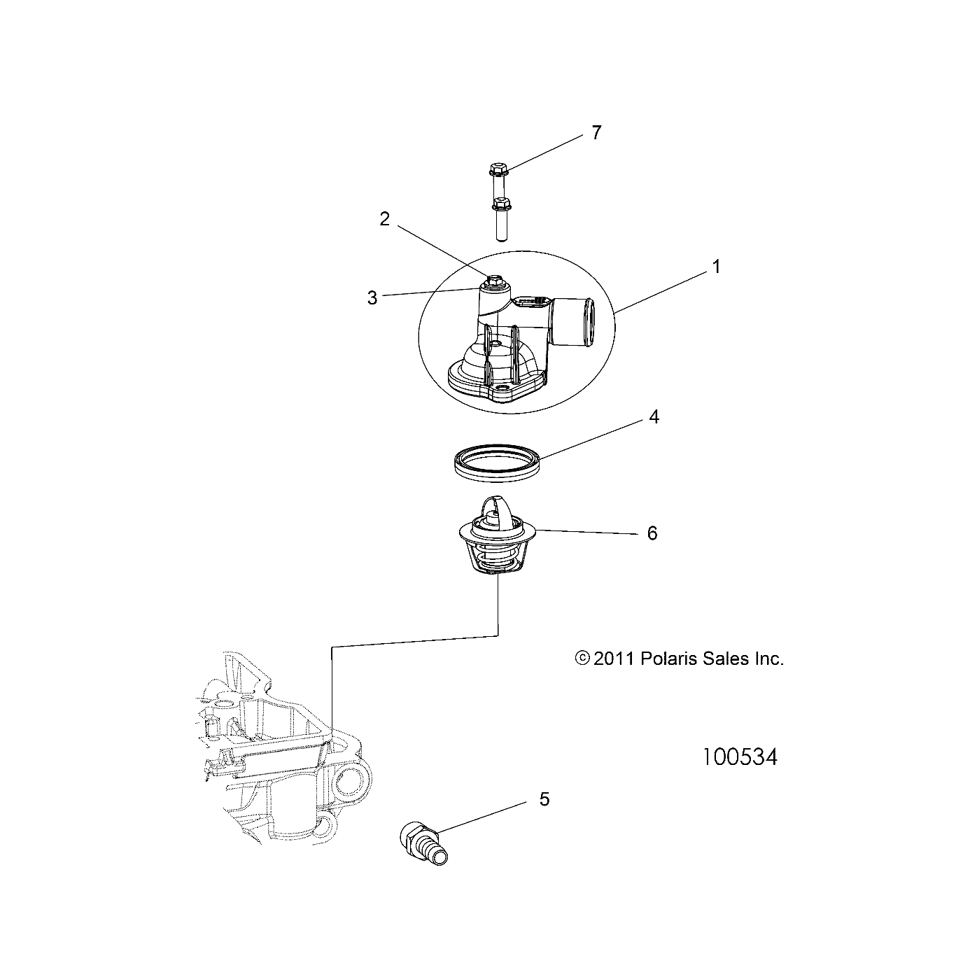 ENGINE, THERMOSTAT and COVER - A19DBA50A5 (100534)