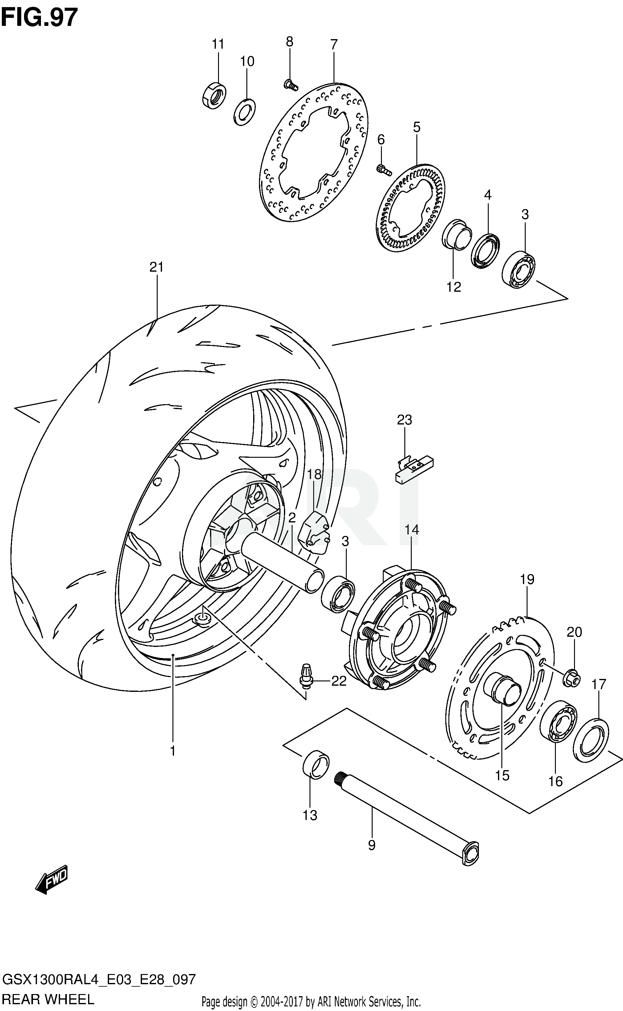 REAR WHEEL (GSX1300RAL4 E28)