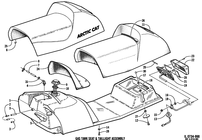 GAS TANK, SEAT, AND TAILLIGHT ASSEMBLY