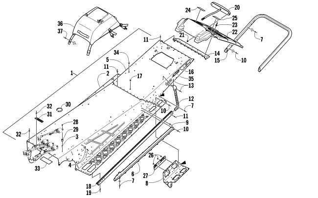 TUNNEL, REAR BUMPER, AND TAILLIGHT ASSEMBLY