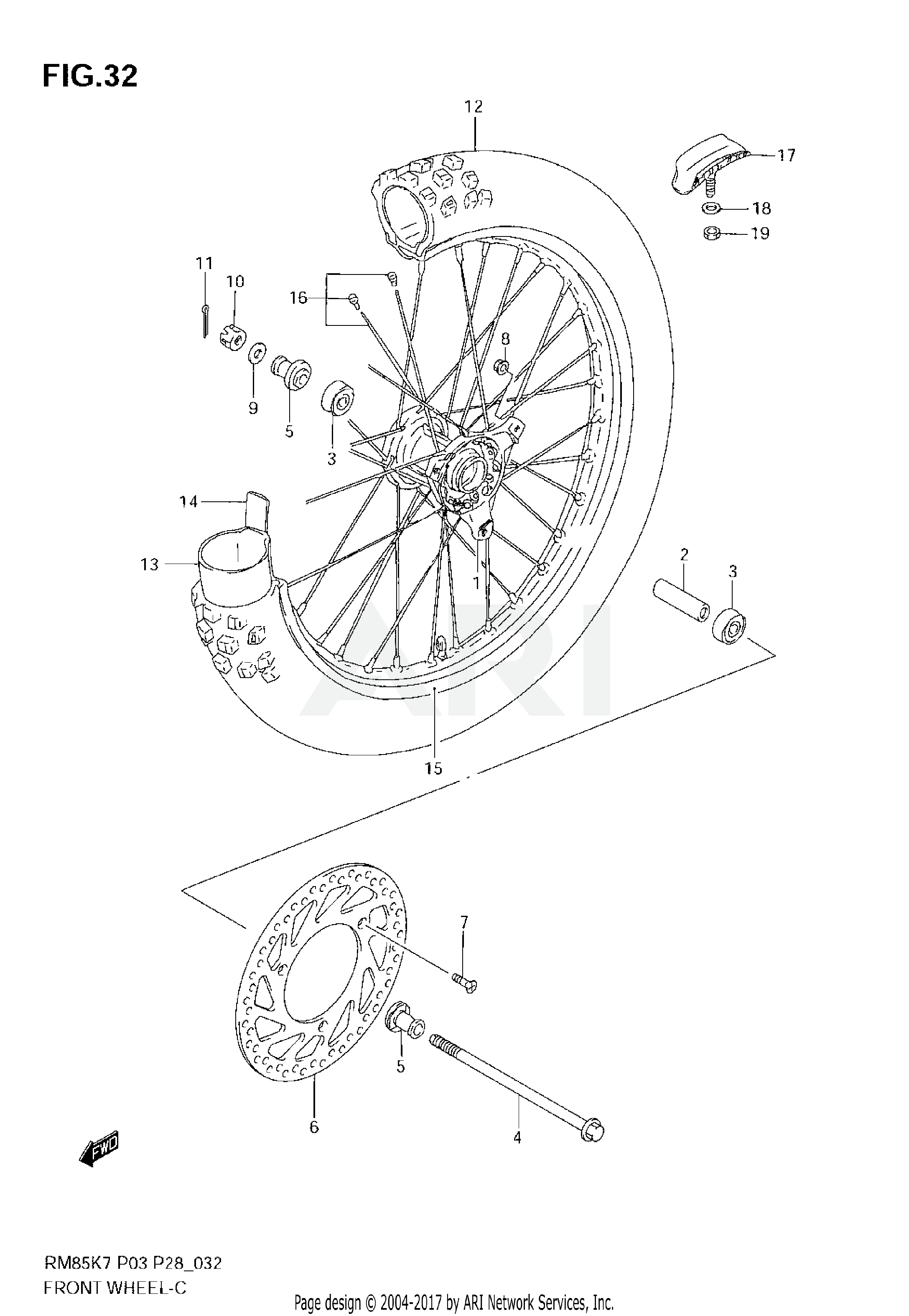 FRONT WHEEL (RM85LK7/LK8)