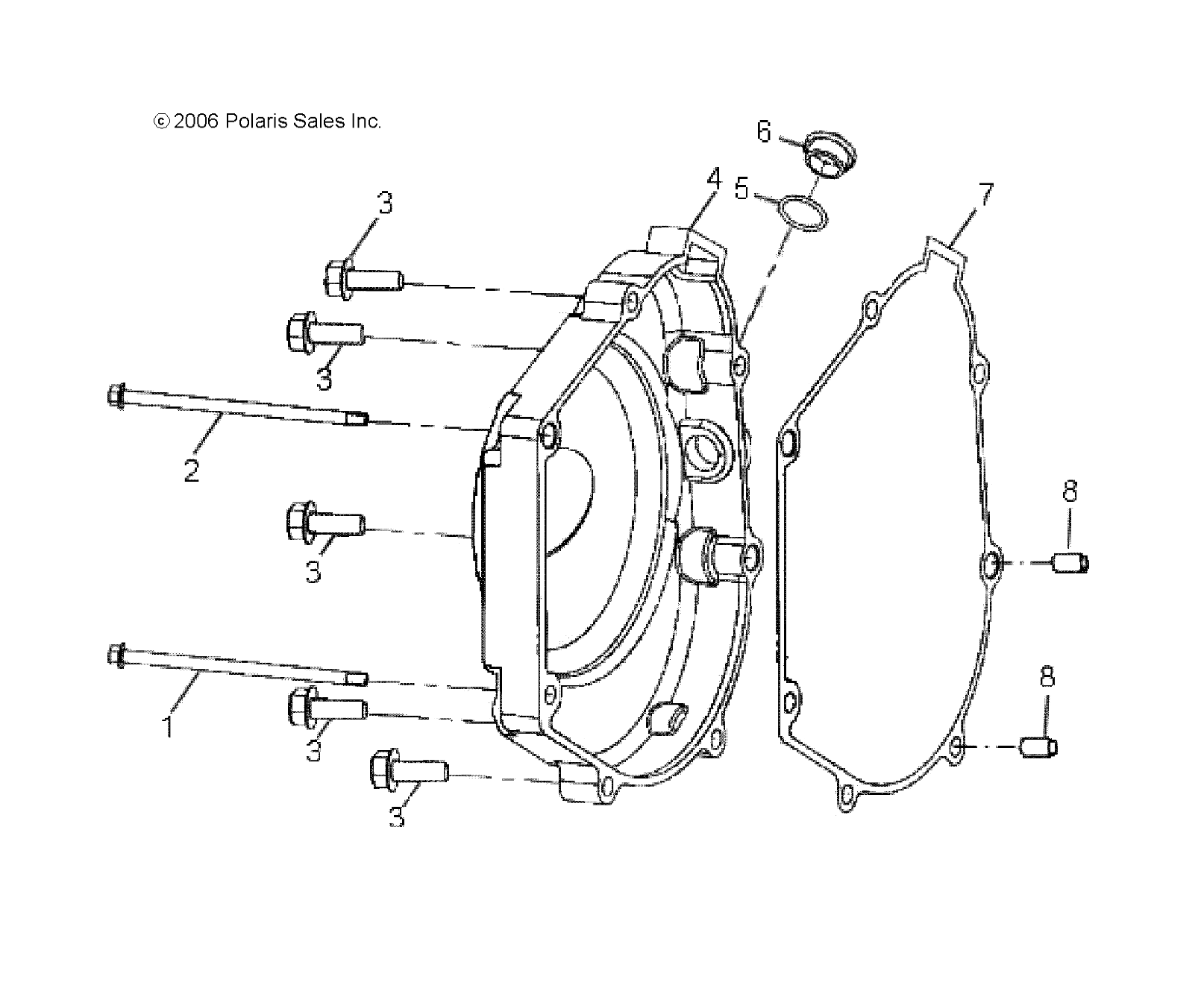 ENGINE, CRANKCASE COVER, RH - A09KA09AB/AD (49ATVCRANKCASECVRRH07OTLW90)