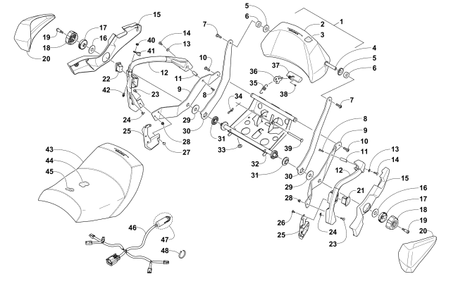 PASSENGER SEAT AND BACKREST ASSEMBLY