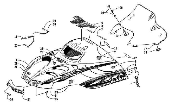 HOOD AND WINDSHIELD ASSEMBLY