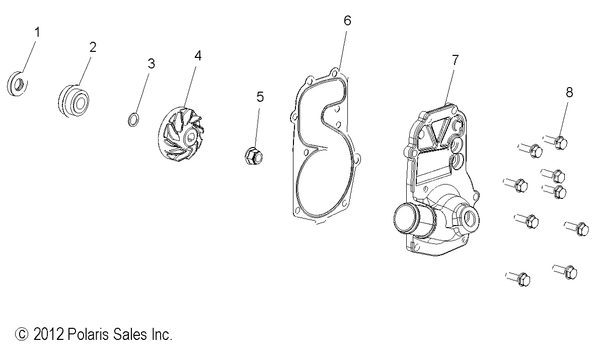 ENGINE, WATER PUMP - S14CM8GSA/GSL/GEA (49SNOWWATERPUMP13RMK)