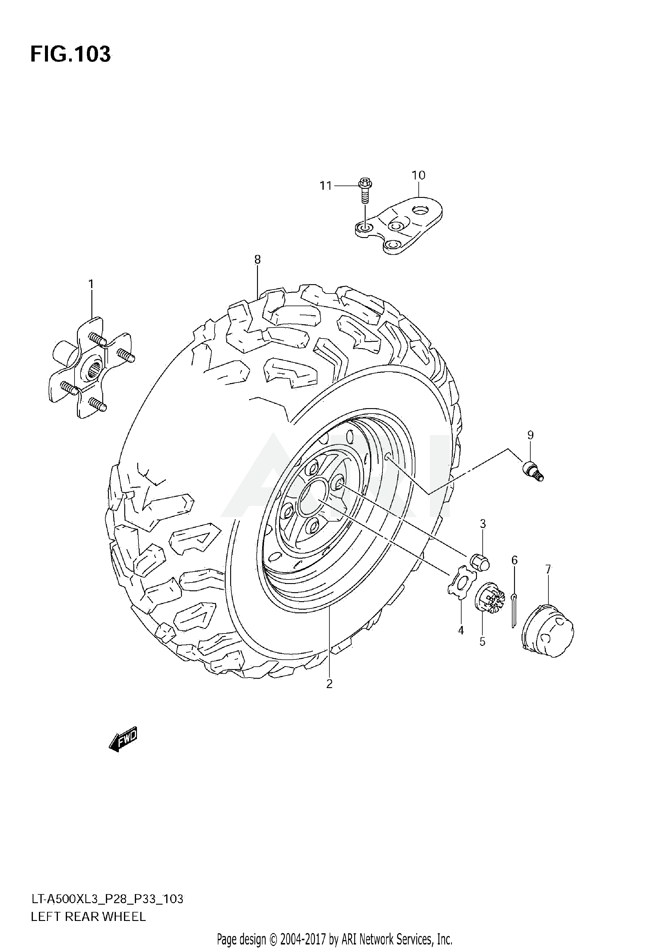 LEFT REAR WHEEL (LT-A500XL3 E33)