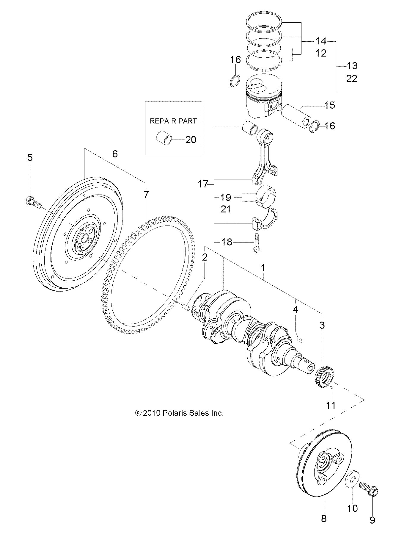 ENGINE, CRANKSHAFT and PISTON - R13TH90DG (49RGRPISTON11DCREW)