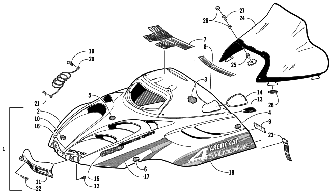 HOOD AND WINDSHIELD ASSEMBLY