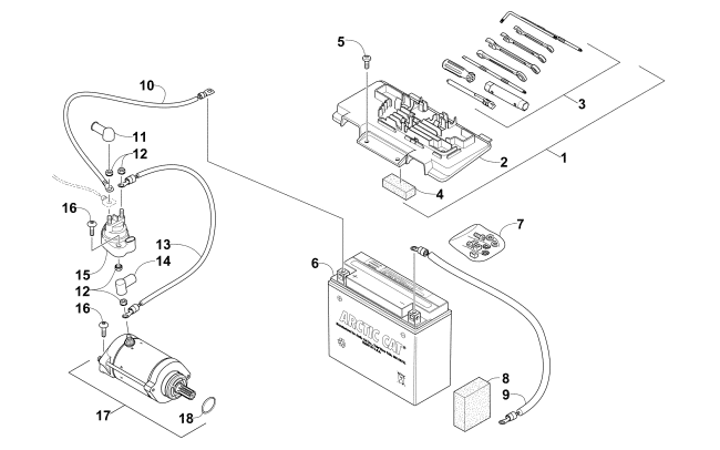 BATTERY AND STARTER ASSEMBLY