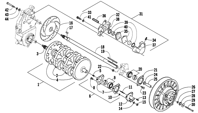 DRIVE TRAIN SHAFTS AND BRAKE ASSEMBLIES