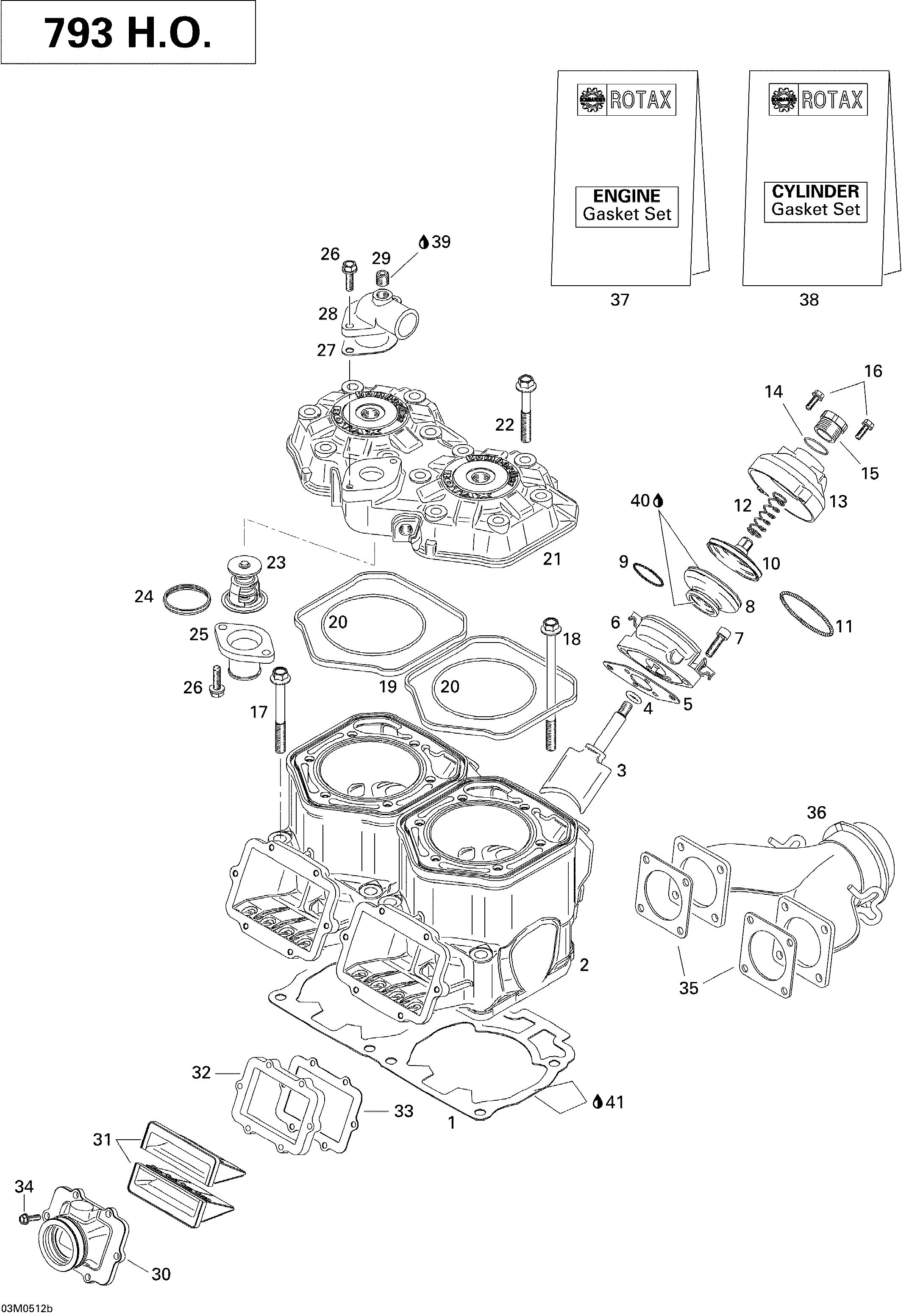 Cylinder, Exhaust Manifold And Reed Valve 793HO