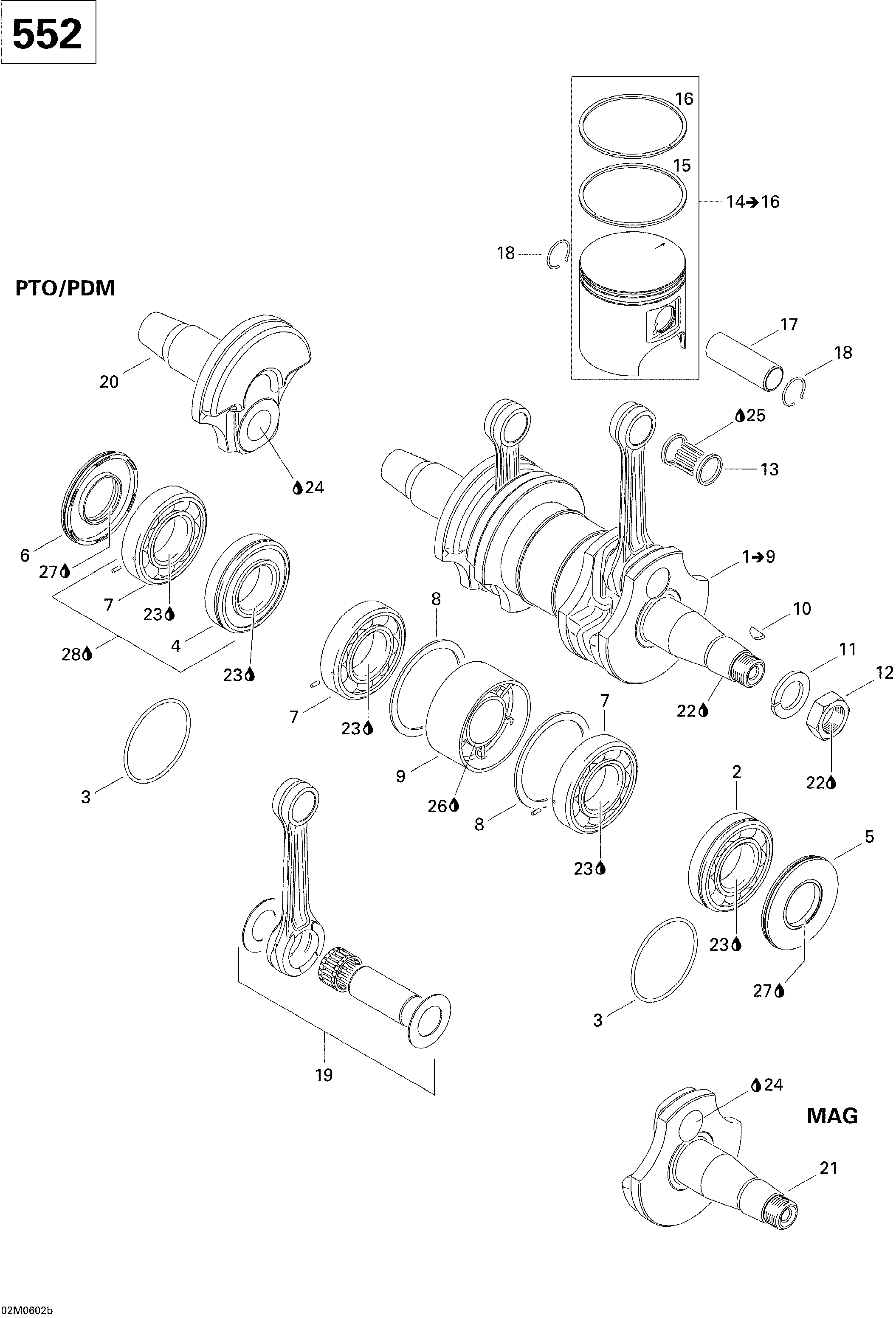 Crankshaft And Pistons MX Z 552