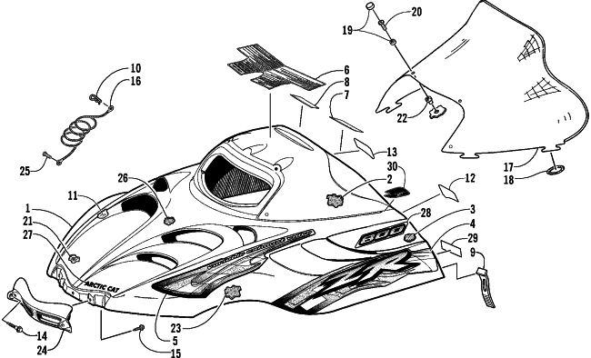 HOOD AND WINDSHIELD ASSEMBLY (LE)