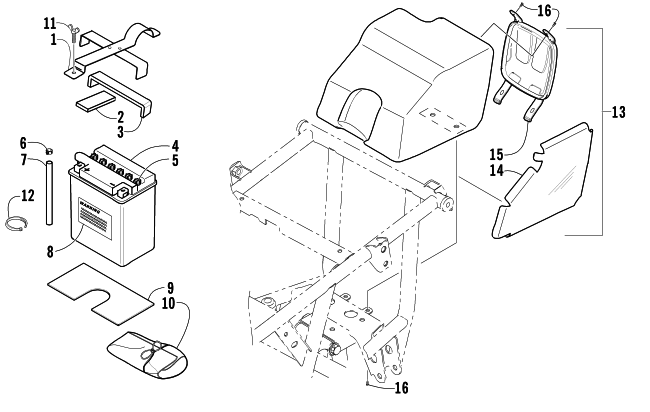 STORAGE BOX AND BATTERY ASSEMBLY