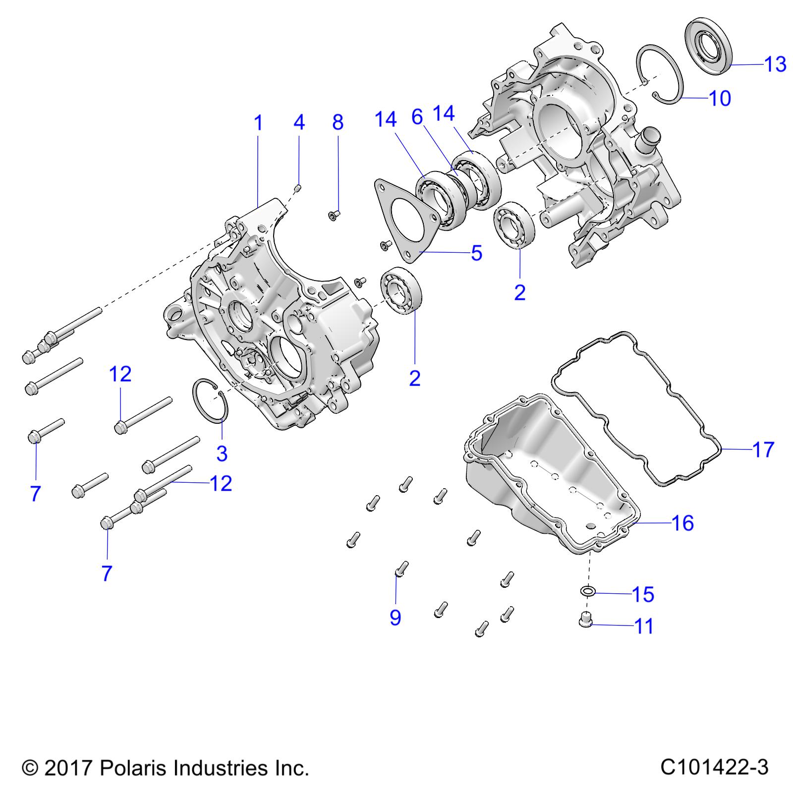 ENGINE, CRANKCASE - A19SDS57C5 (C101422-3)