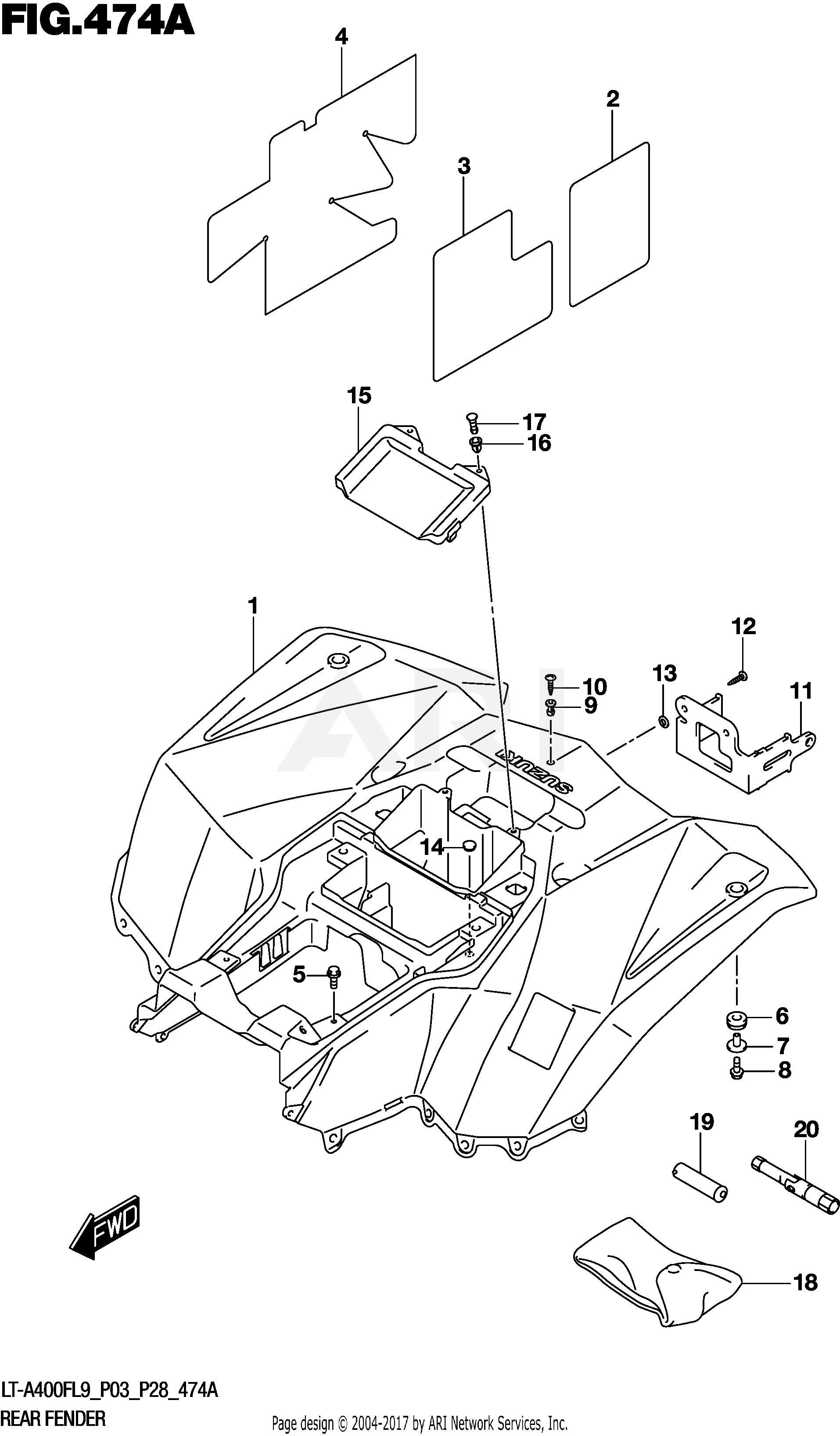 REAR FENDER (LT-A400FL9 P03)