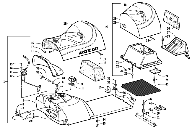 GAS TANK AND SEAT ASSEMBLY