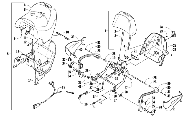 PASSENGER SEAT AND BACKREST ASSEMBLY