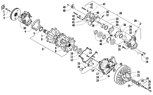 DRIVE TRAIN SHAFT AND BRAKE ASSEMBLIES