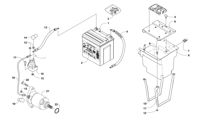 BATTERY AND STARTER MOTOR ASSEMBLY