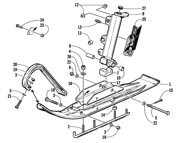 SKI AND SPINDLE ASSEMBLY