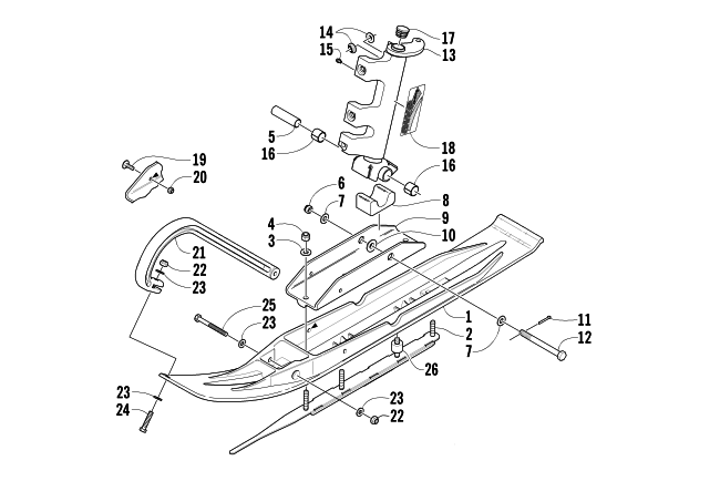 SKI AND SPINDLE ASSEMBLY